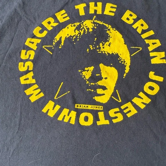The Brian Jonestown Massacre Navy Graphic T-Shirt with Yellow Print - Picture 2 of 6